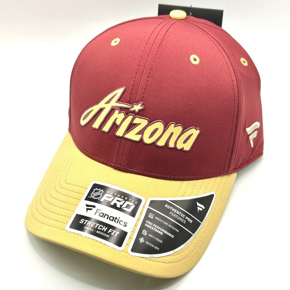 Arizona Coyotes Fanatics Hat Men S/M Maroon Authentic Pro Stretch Fit NHL Cap